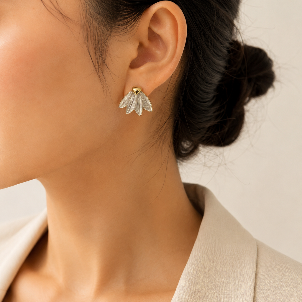 Silver Leaf Stud Earrings