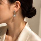 Silver Heart Drop Earrings