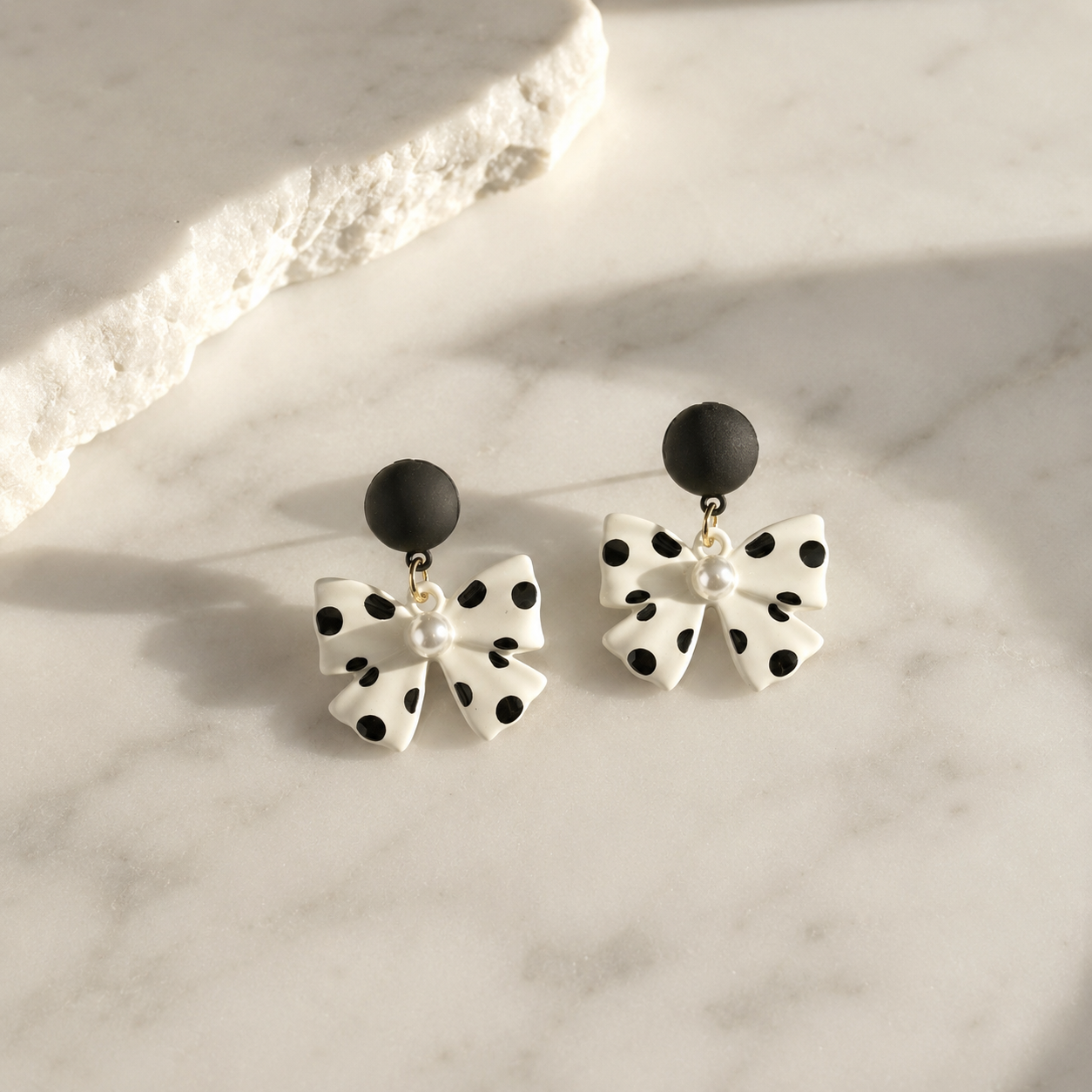 Pearl Bow Drop Earrings
