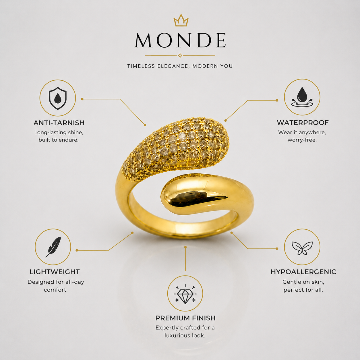 Crystal Wrap Adjustable Ring