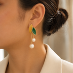 Leaf Pearl Drop Earrings