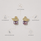 Purple Crystal Angel Drop Earrings