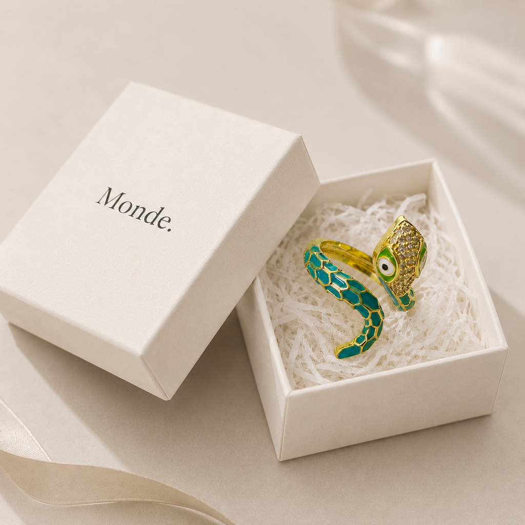 Evil Eye Snake Ring for Women