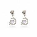 Silver Heart Drop Earrings