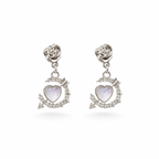 Silver Heart Drop Earrings