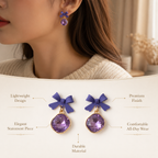 Purple Bow Earrings