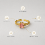 Pink Crystal Adjustable Ring