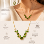 Green Crystal Leaf Pendant Necklace