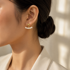 Heart Stud Earrings with Pearls