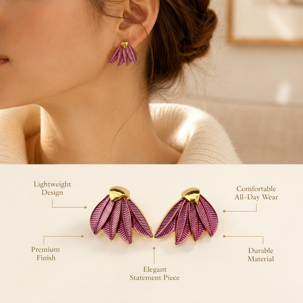 Korean Leaf Stud Earrings