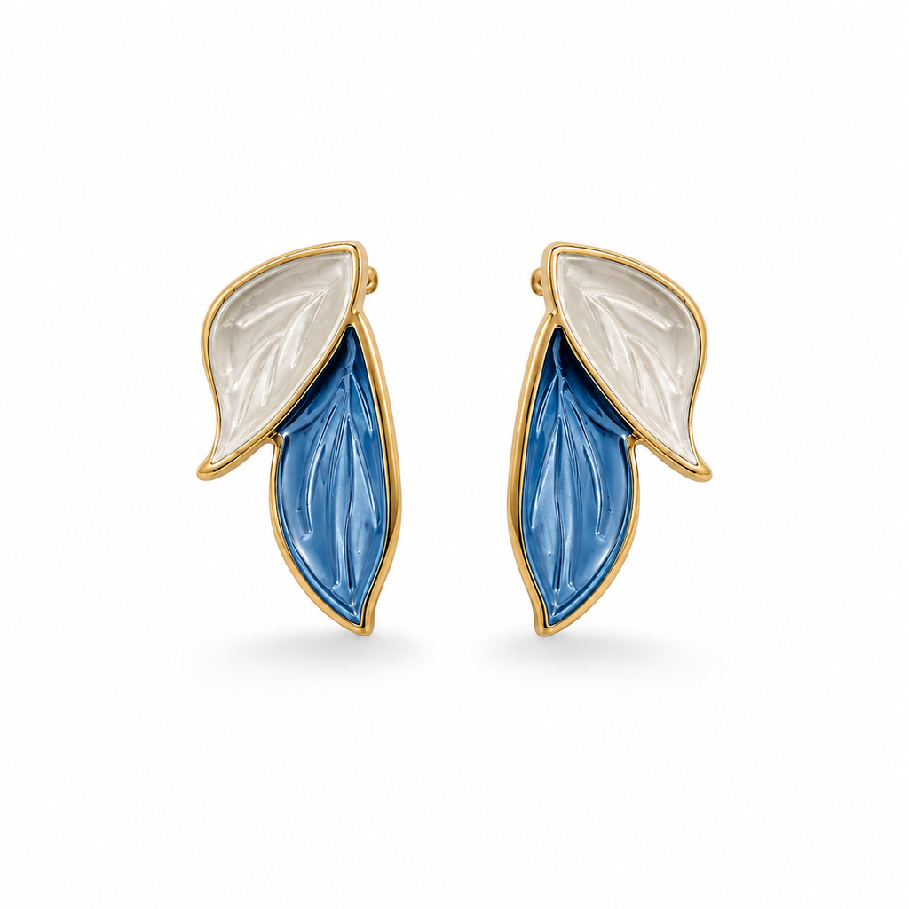 Enamel Leaf Earrings