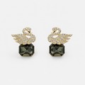 Black Crystal Swan Earrings