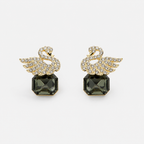 Black Crystal Swan Earrings