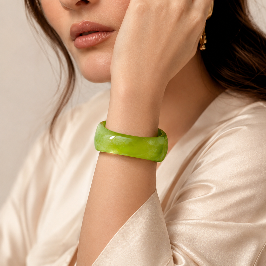 Glossy Green Statement Bangle