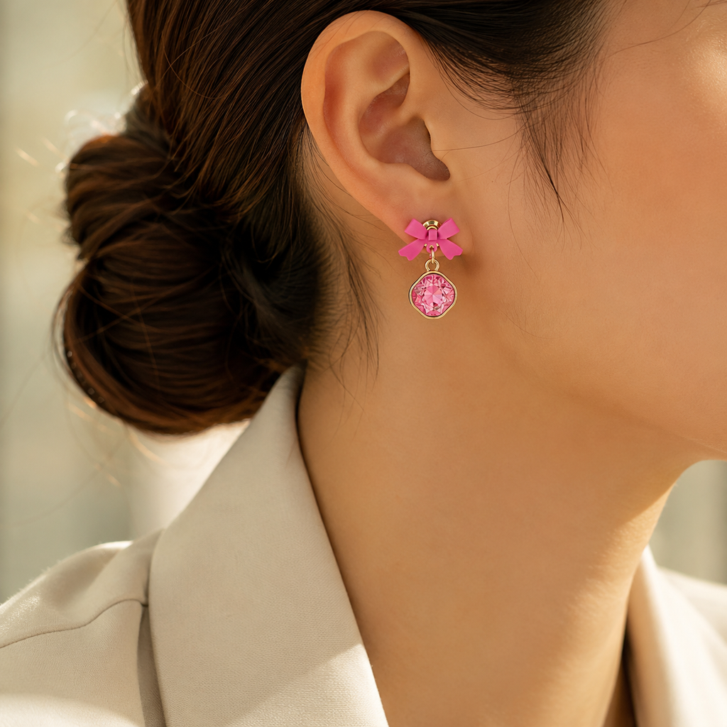 Pink Bow Earrings
