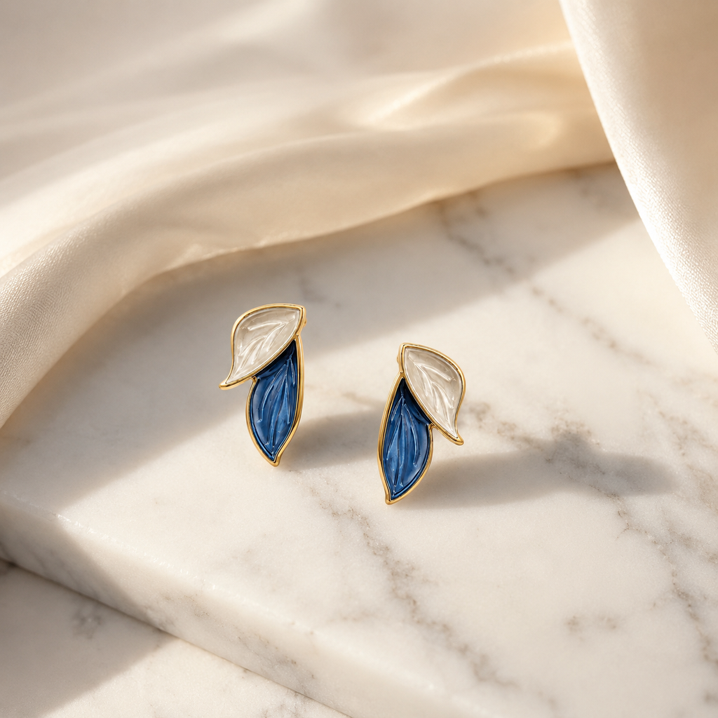 Enamel Leaf Earrings