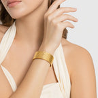 Aureon Anti-Tarnish Hammered Gold Cuff Bracelet
