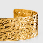 Aureon Anti-Tarnish Hammered Gold Cuff Bracelet