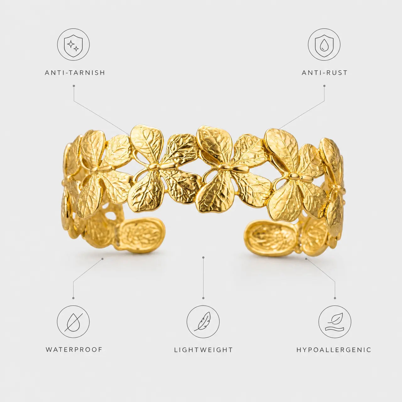Golden Petal Open Cuff