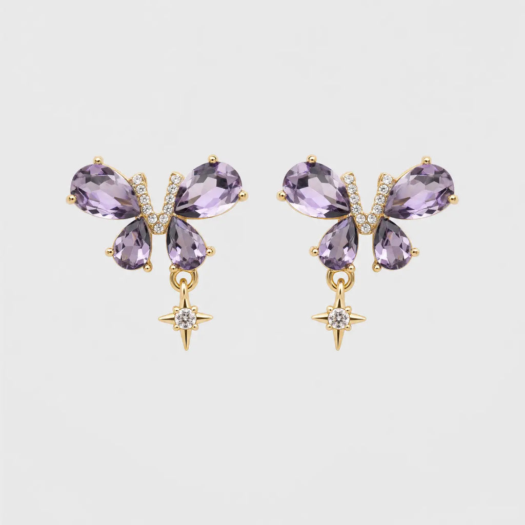Celestia Anti-Tarnish Butterfly Crystal Earrings