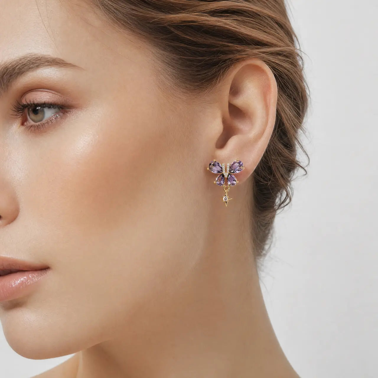 Celestia Anti-Tarnish Butterfly Crystal Earrings
