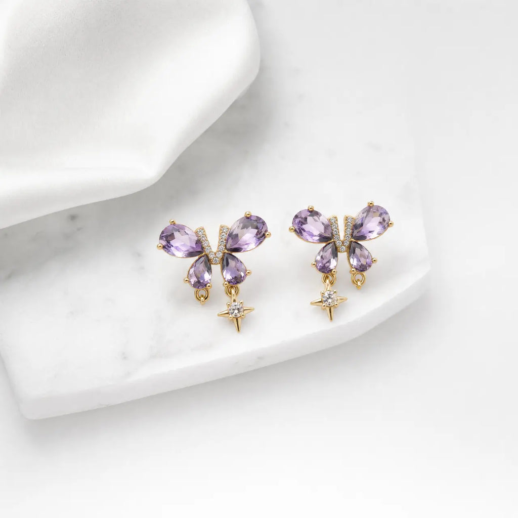 Celestia Anti-Tarnish Butterfly Crystal Earrings
